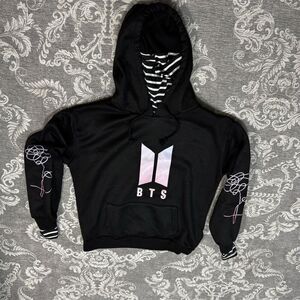 BTS "Love Yourself" Black Graphic Pullover Hoodie Unisex Size L